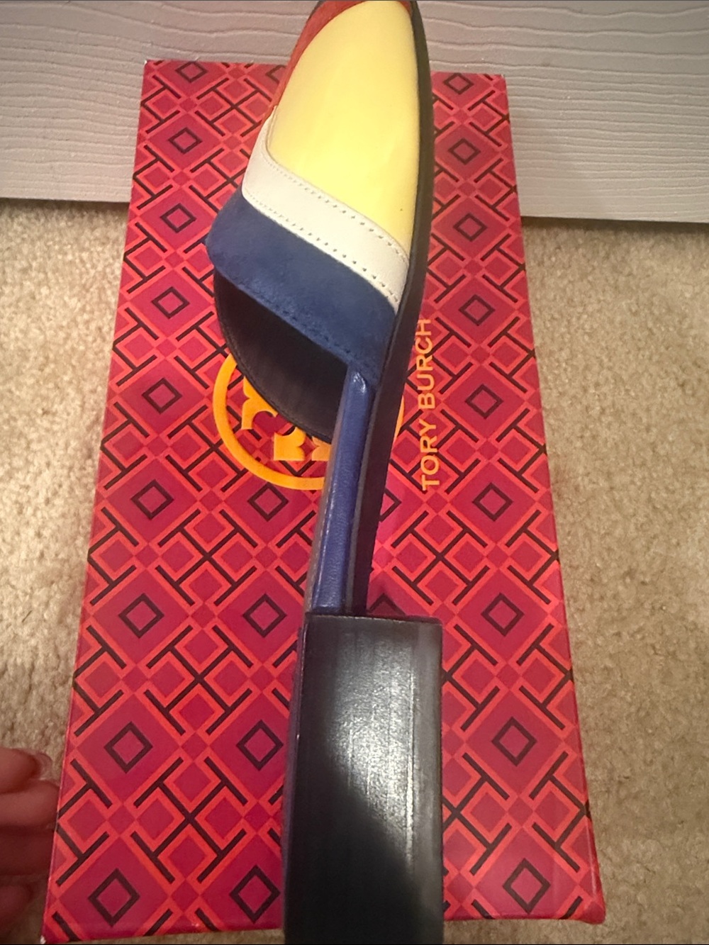 Tory Burch Multicolor Slide Sandals in Red and Blue with Yellow Accents - Picture 9 of 14